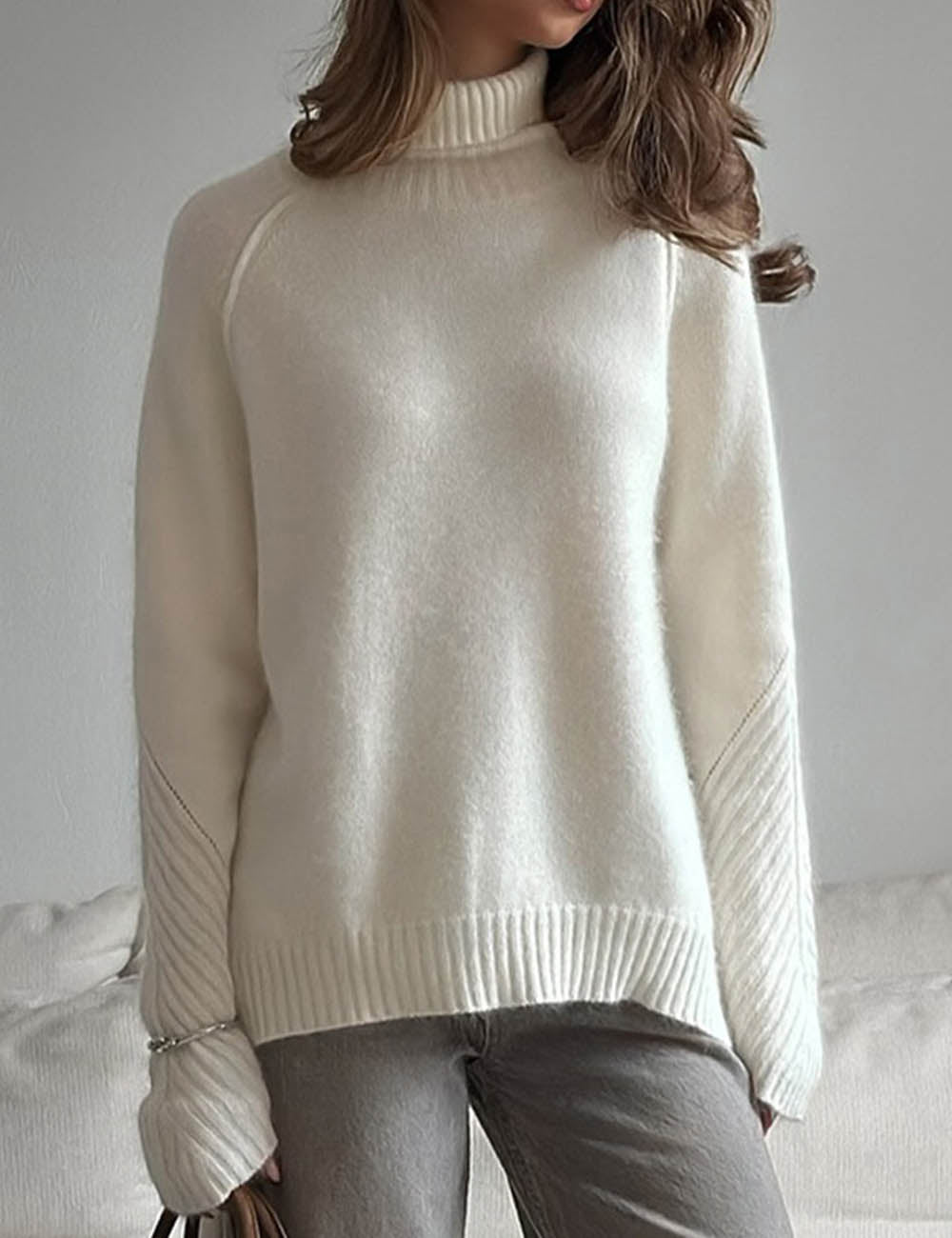 Knit Turtleneck Solid Color Casual Sweater