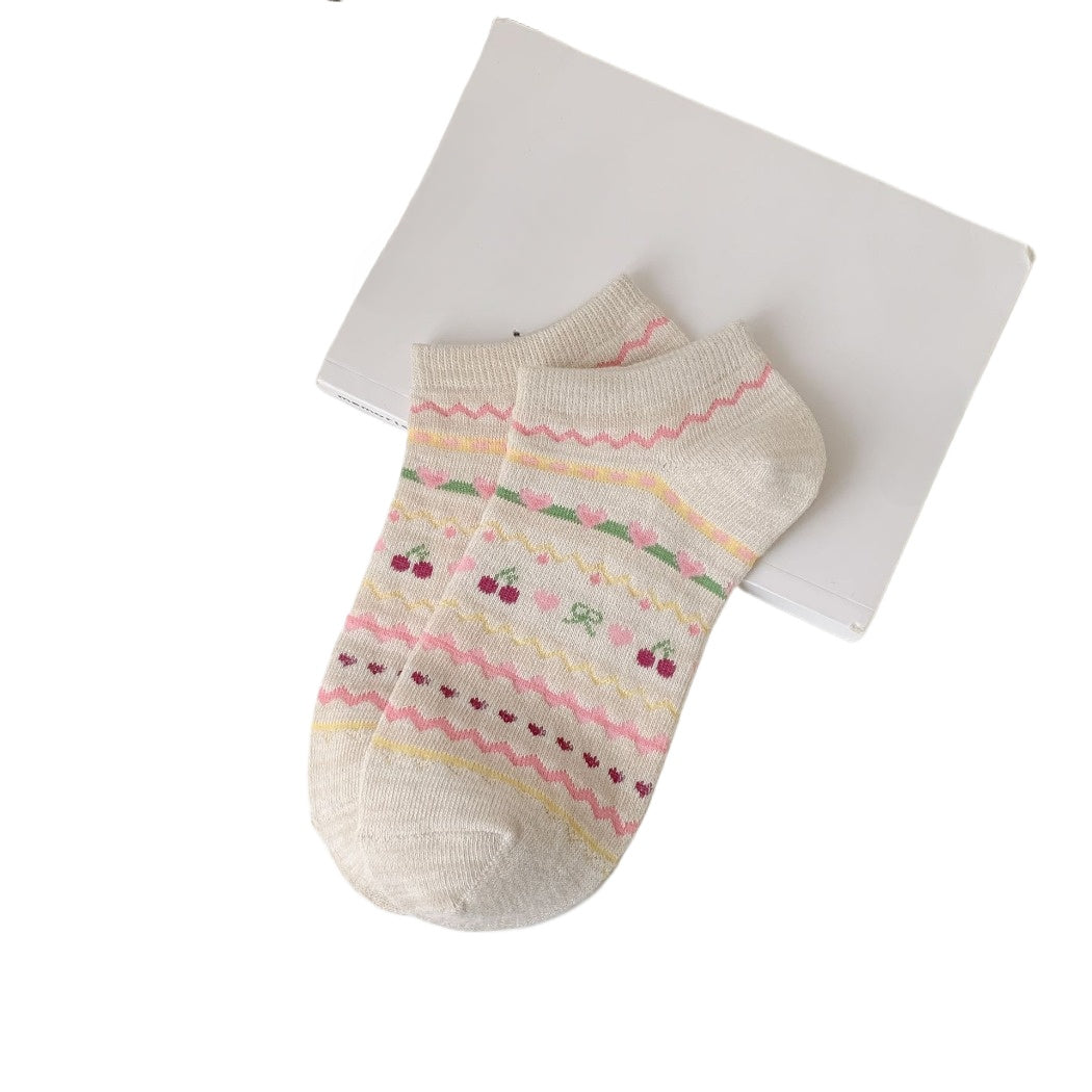 Rufia - Cute Cherry Ankle Socks with Bow Detail