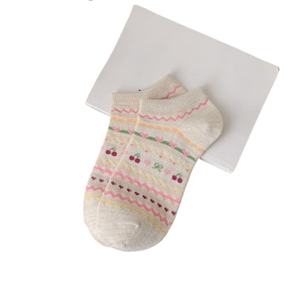 Rufia - Cute Cherry Ankle Socks with Bow Detail