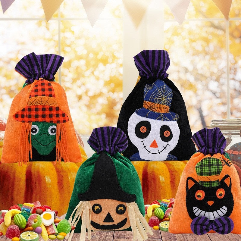 Kids Cute Cartoon Drawstring Halloween Party Candy Bag