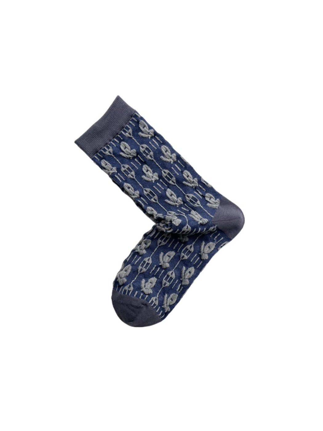 Rufia - Women’s Vintage Floral Embossed Mid-Calf Socks