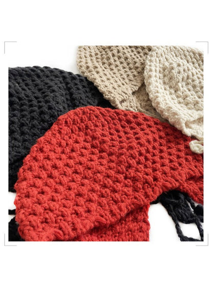 Haila - Women's Boho Knitted Beanie with Fringe and Pompom
