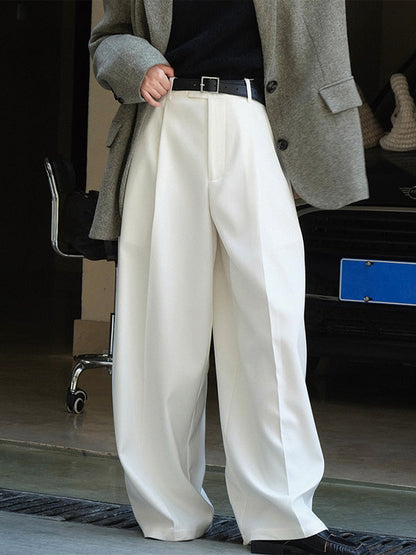 Urban Loose Wide Leg Pleated Solid Color Pants