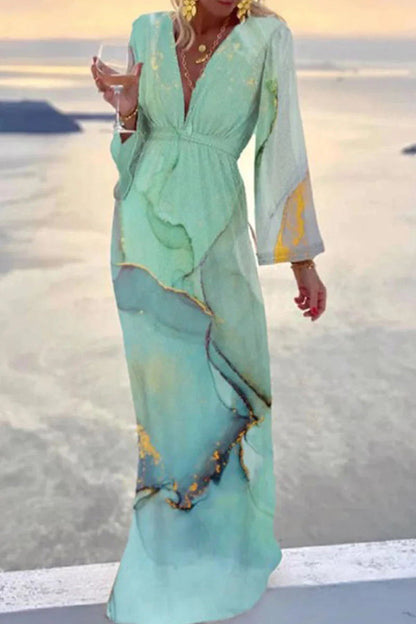 Check Her Stories Marble Print Party\/Vacation Dress