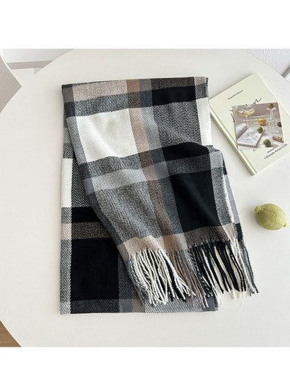Scarvii - Colorblock Plaid Winter Scarf for Women