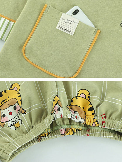 Comfortable Cartoon Printed Long Sleeve T-Shirt&Pants Pajama Set