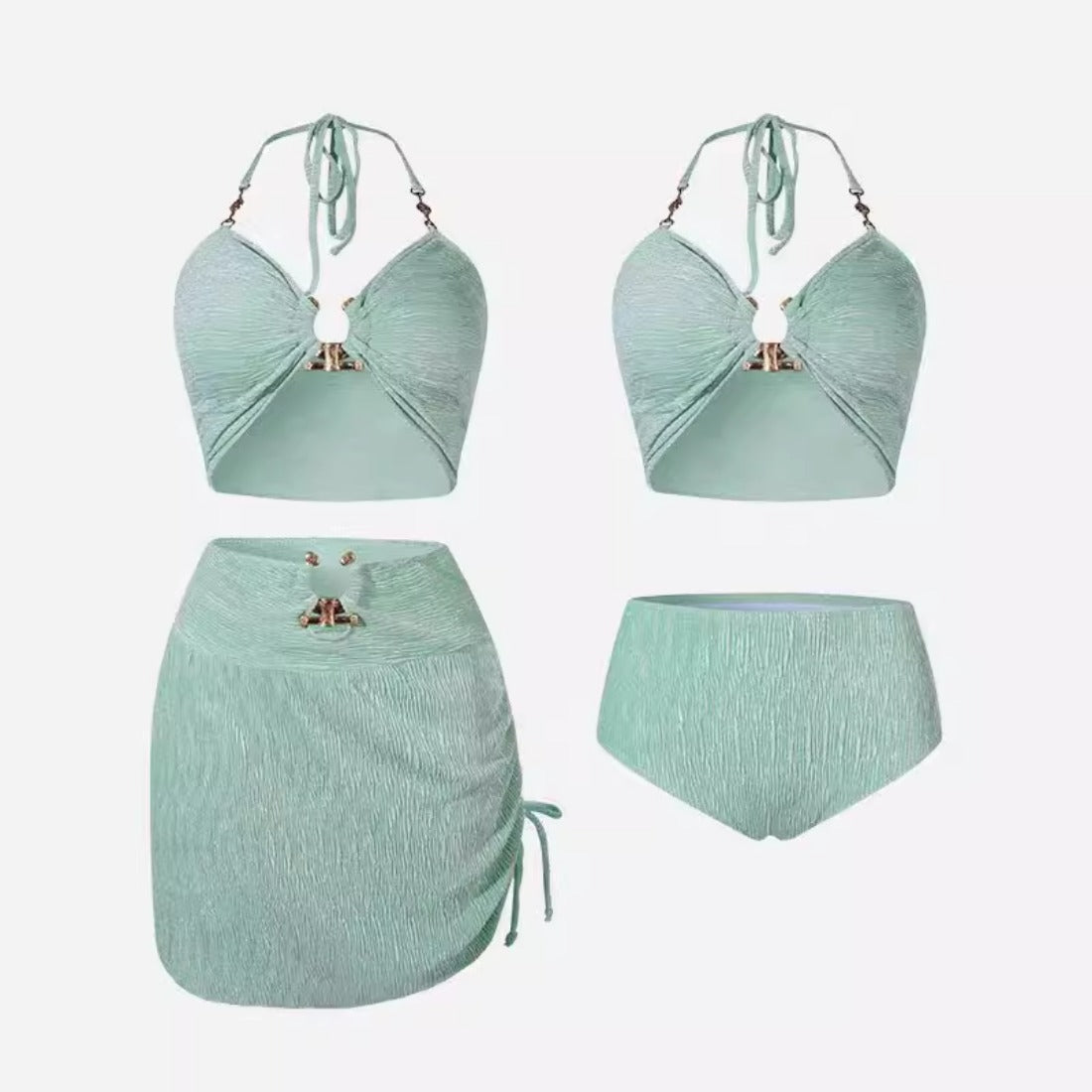 Secy - Light Blue Bikini Three-Piece Set