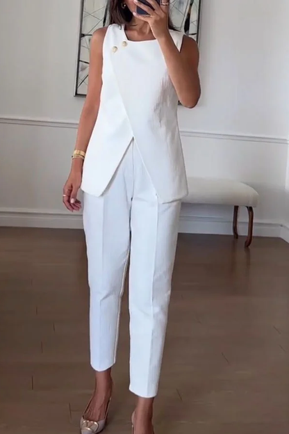 Fashion Commuter Irregular Vest \u0026 Pants Two-piece Set