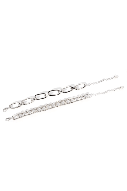 Rhinestone Layered Punk Chain Bracelet