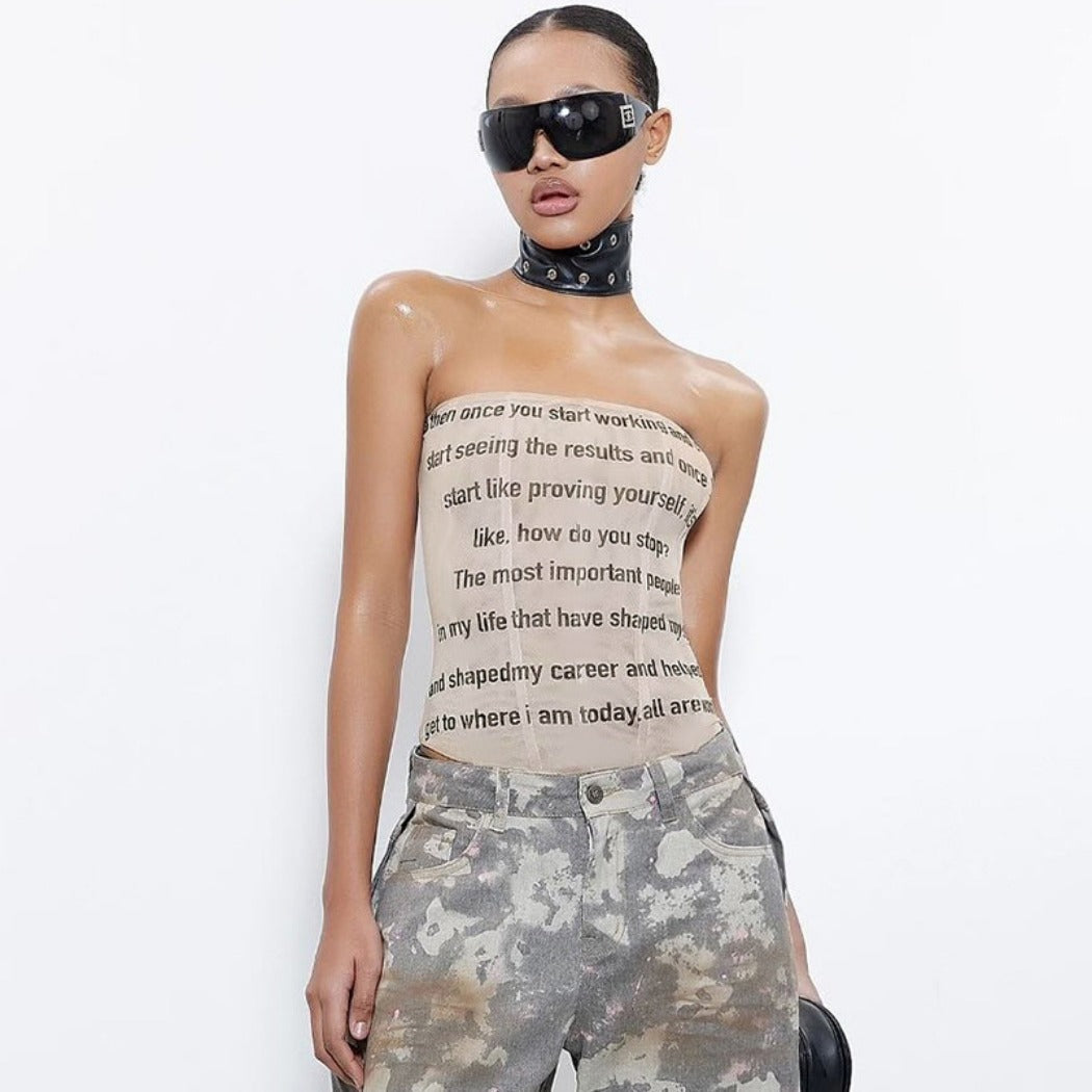 Vesty - Urban Chic Letter Print  Body-Hugging Top