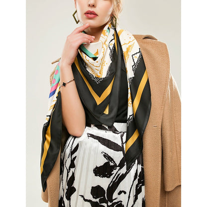 Color-Block Contrast Color Polka-Dot Printed Shawl&Scarf