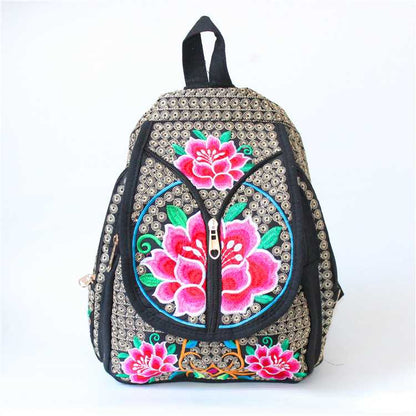 New Ethnic Style Embroidered Backpack For Women'S Embroidered Canvas Leisure Backpack