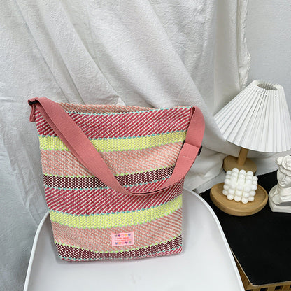 Contrast Stripe Woven Bag