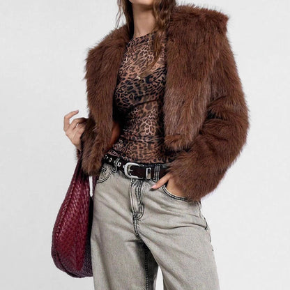 Vintage Mesh Leopard Print Slim Blouse