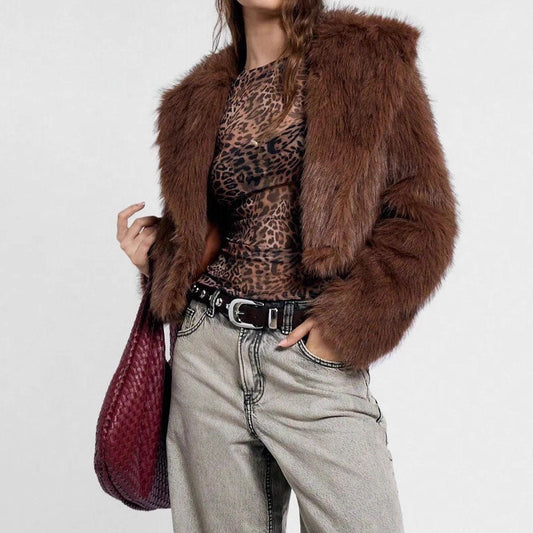 Vintage Mesh Leopard Print Slim Blouse
