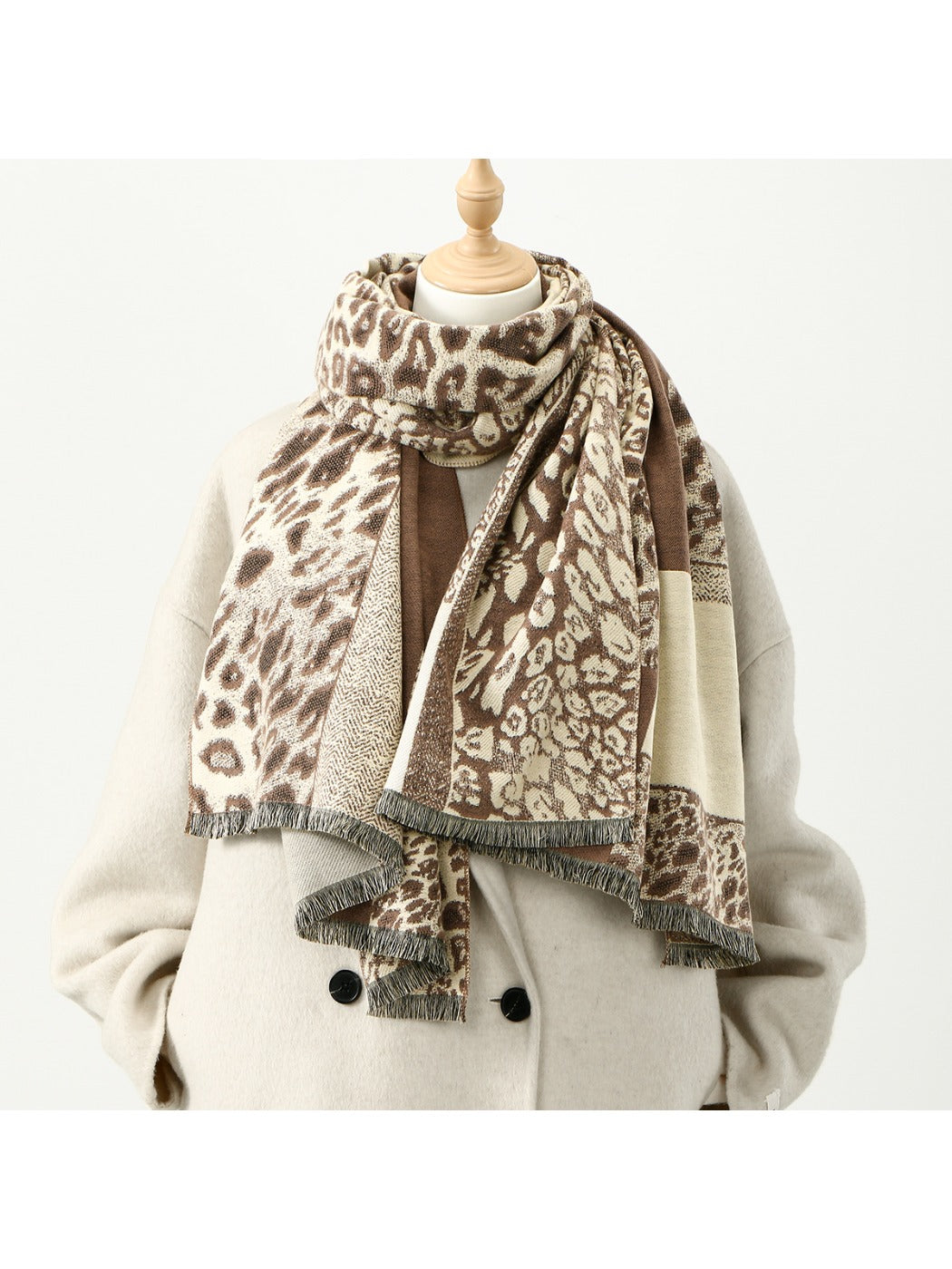 Sscarvii - Leopard Print Thick Winter Scarf