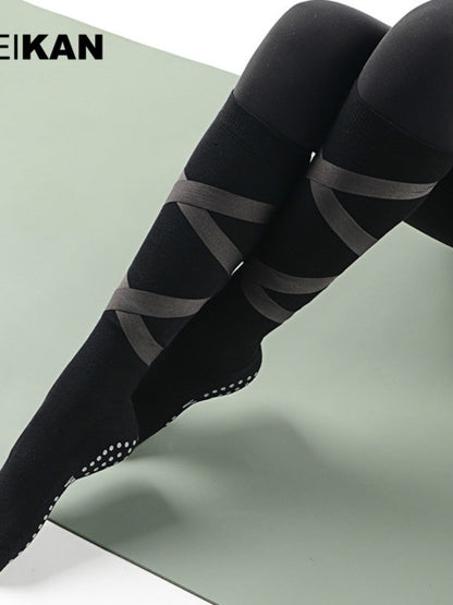 Autumn And Winter Long Tube Fitness Yoga Socks Female High Micro Pressure Anti Slip Bandage Dance Floor Socks