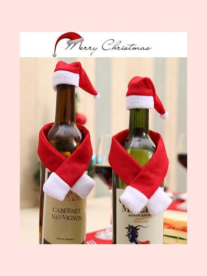 Creative Non-Woven Scarf And Hat Christmas Bottle Decoration