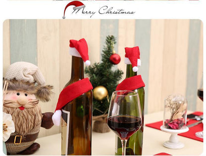 Creative Non-Woven Scarf And Hat Christmas Bottle Decoration