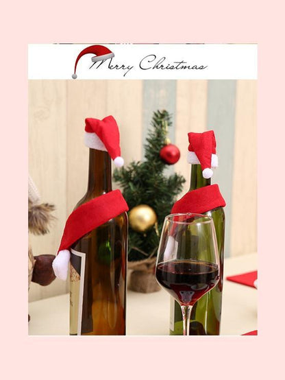 Creative Non-Woven Scarf And Hat Christmas Bottle Decoration