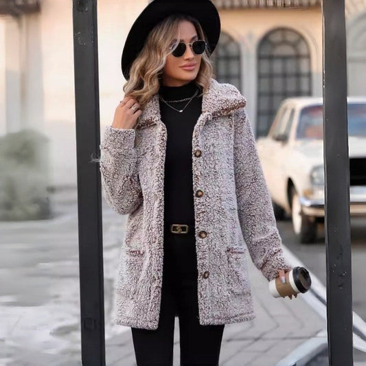 Relaxed Lapel Button Front Long Cardigan Coat