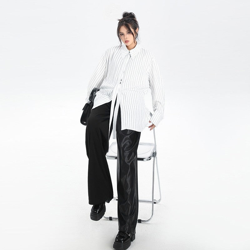Striped Collar Long Sleeve Shirt