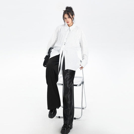 Striped Collar Long Sleeve Shirt