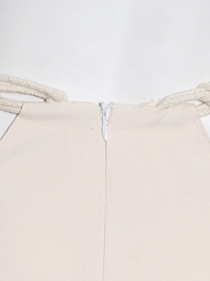 Stylish Weave Hollow Waisted Solid Color Wide Leg Pants