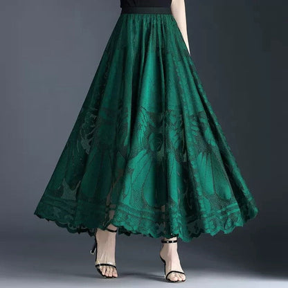 High Waist A-Line Mesh Skirt