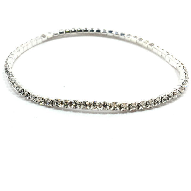 European and American Style Sparkling Crystal Anklet Bracelet Multilayer Optional Silver Gold