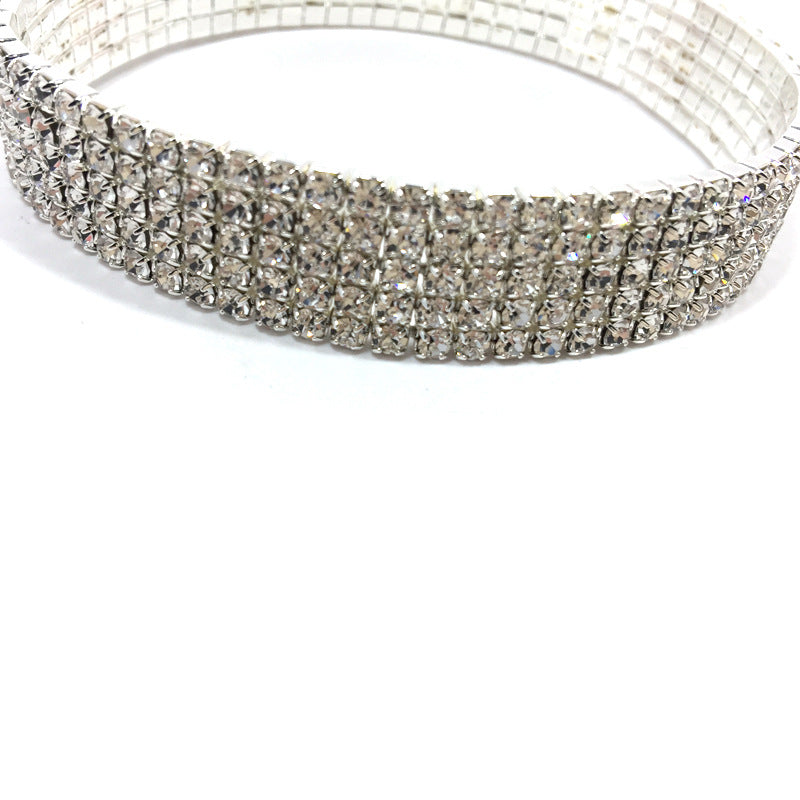 European and American Style Sparkling Crystal Anklet Bracelet Multilayer Optional Silver Gold