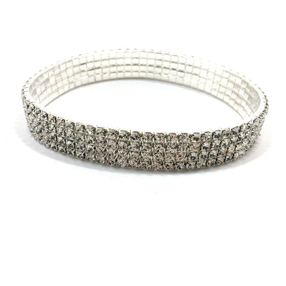 European and American Style Sparkling Crystal Anklet Bracelet Multilayer Optional Silver Gold