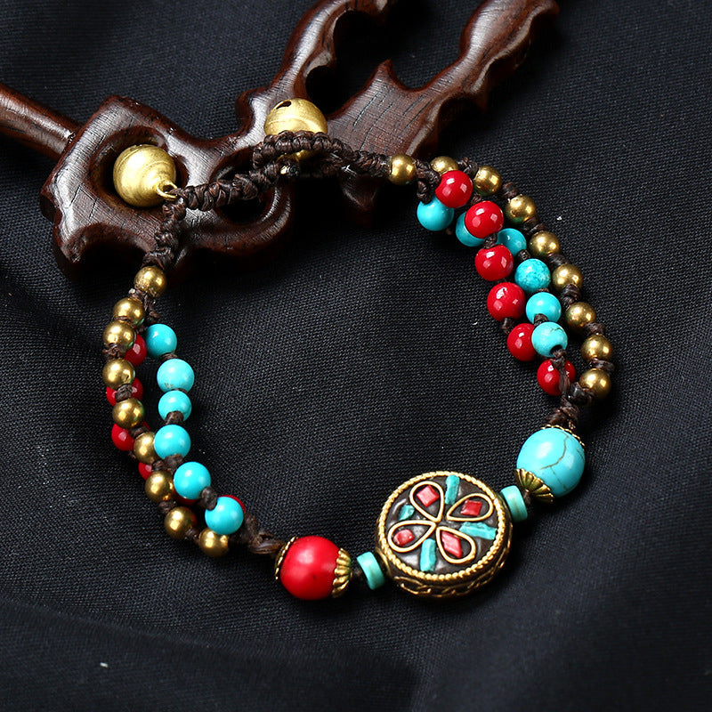 New Tibetan Ethnic Jewelry Hand-Woven Nepal Pearl Retro Bracelet