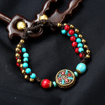 New Tibetan Ethnic Jewelry Hand-Woven Nepal Pearl Retro Bracelet