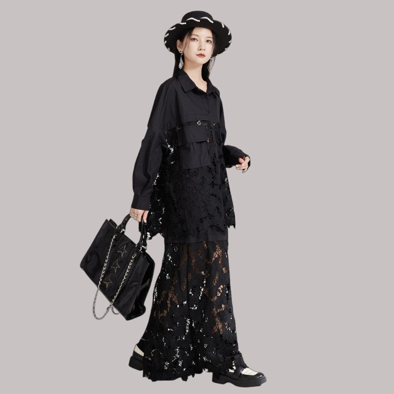 Lace-Trimmed Panel Skirt