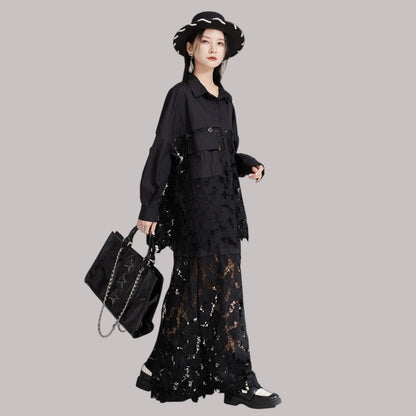Lace-Trimmed Panel Skirt