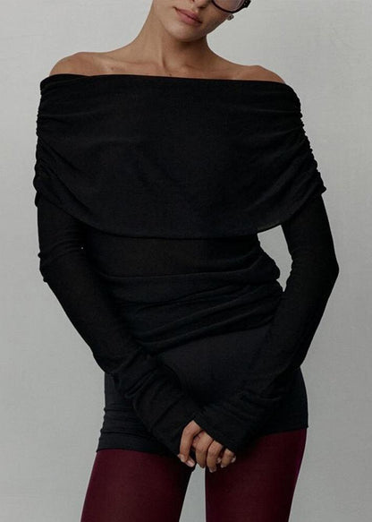 Off Shoulder Knit Top In Soft Vibrant Fabric