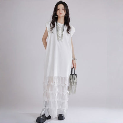 Feather Trim Midi Dress