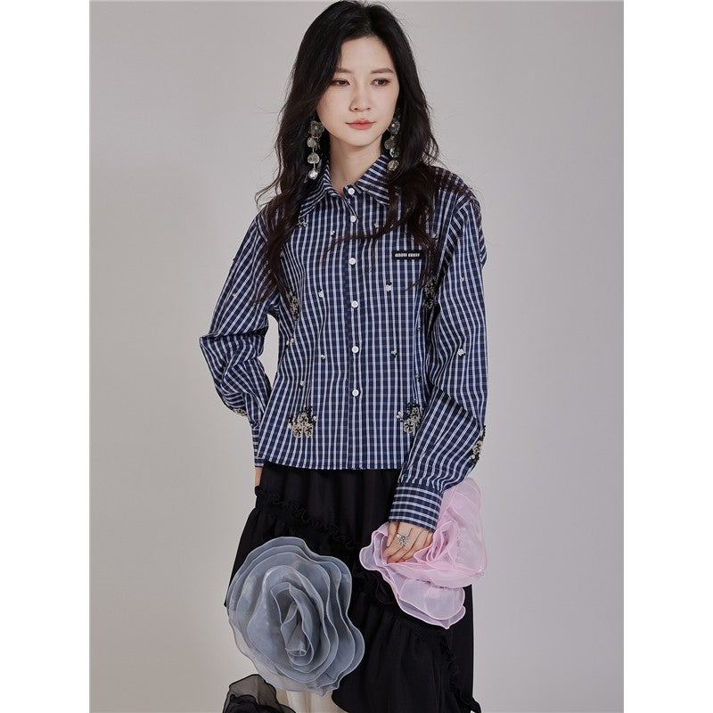 Beaded Frayed Short Shirt