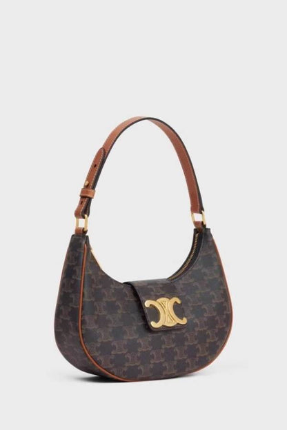 Retro metal buckle crescent bag