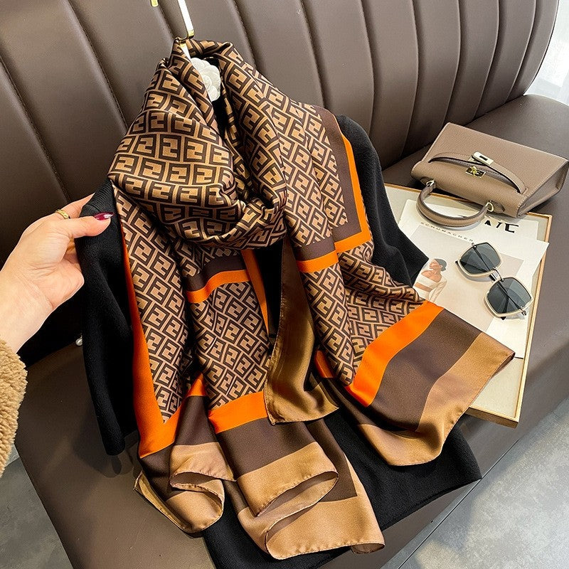Sunproof Extended Print Faux Silk Scarf
