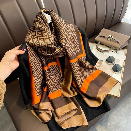 Sunproof Extended Print Faux Silk Scarf