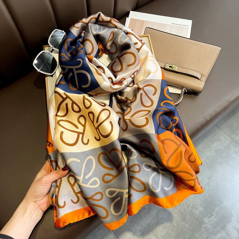 Sunproof Extended Print Faux Silk Scarf