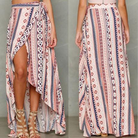 New Bohemia Printing Chiffon Split-Side Cover-Up Beach Skirt