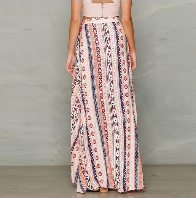 New Bohemia Printing Chiffon Split-Side Cover-Up Beach Skirt