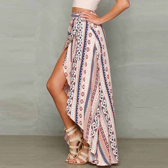 New Bohemia Printing Chiffon Split-Side Cover-Up Beach Skirt