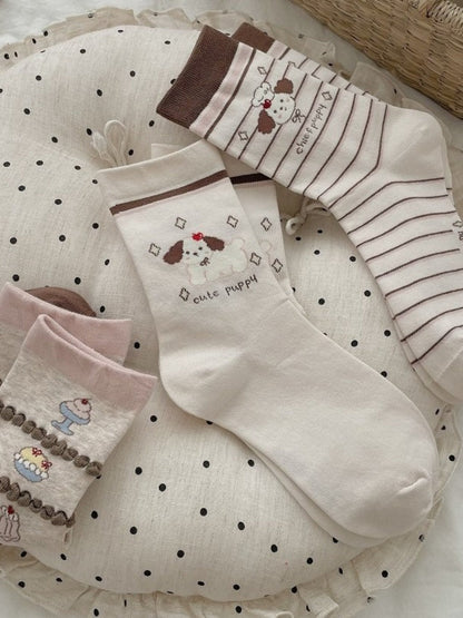 Rufia - Cute Cartoon Dog Women’s Mid-calf Socks