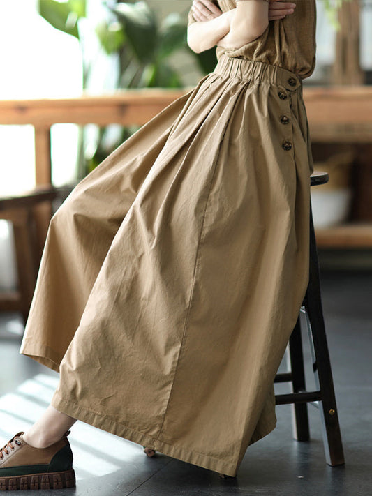 Vintage Casual Loose Ramie Cotton Wide Leg Pants