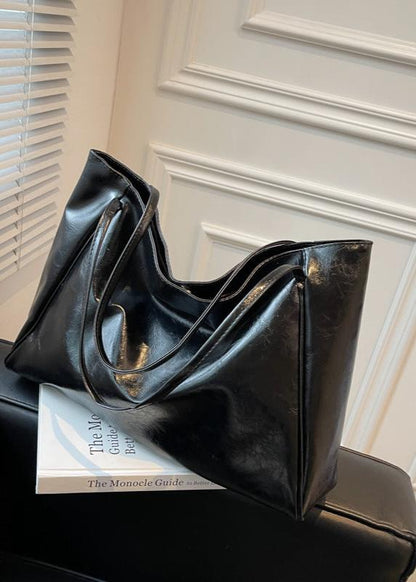Spacious Faux Leather Tote With Glossy Finish