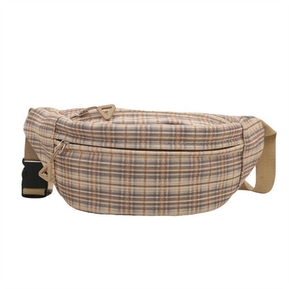 Fashion Jacquard Canvas Chest Bag With Pendant